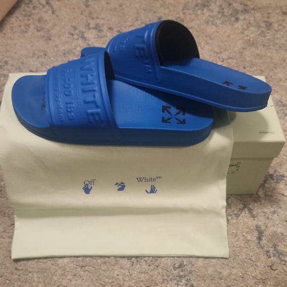 Off-White Vibrant Blue Slides - Picture 1 of 7